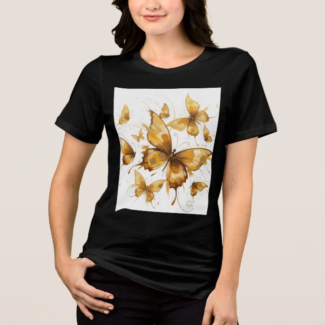 Gyllene fjäril, mjuka skuggor av hösten t shirt (Framsida)