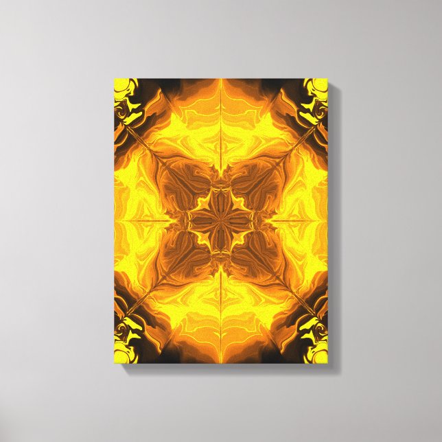 Gyllene Flamma Kalejdoskop Fraktal Konst Canvastryck (Framsida)