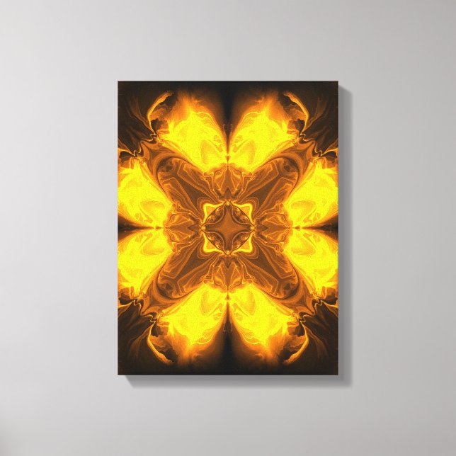 Gyllene Flamma Kalejdoskop Fraktal Konst Canvastryck (Framsida)
