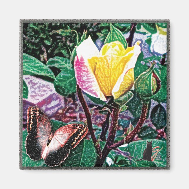 Gyllene Flamma Magneten Magnet (Framsidan)