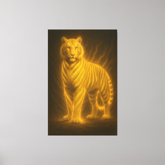 Gyllene Flamma Tiger – Fantasykonstmålning Canvastryck (Framsida)
