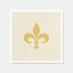 Gyllene Fleur-de-Lis på champagnebeige Pappersservett