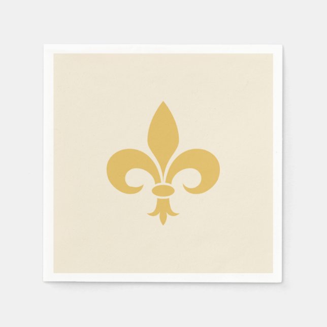 Gyllene Fleur-de-Lis på champagnebeige Pappersservett (Framsidan)
