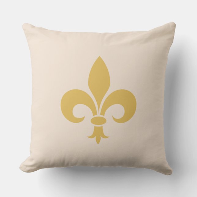 Gyllene Fleur de Lis på ljust champagne beige Kudde (Framsida)