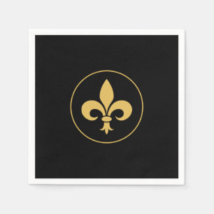 Gyllene Fleur-de-Lis på svart bakgrund Pappersservett