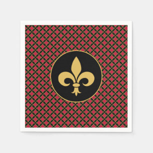 Gyllene Fleur-de-Lis på svart och rött Pappersservett