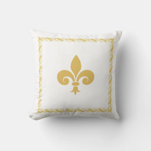Gyllene Fleur de Lis på vit Kudde