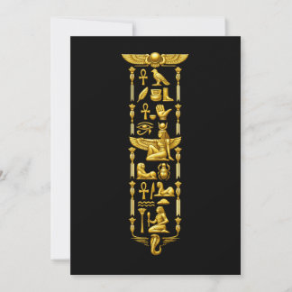 Gyllene forntida egyptiska symboler – Lyxiga hiero Inbjudningar