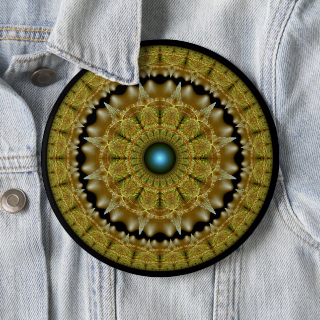 Gyllene fraktal ljus ornament mandala knapp (In Situ)