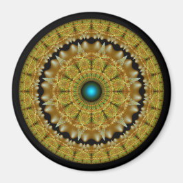 Gyllene fraktal ljus ornament mandala magnet