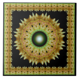 Gyllene fraktal ornament mandala kakelplatta