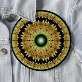 Gyllene fraktal rund mandala knapp