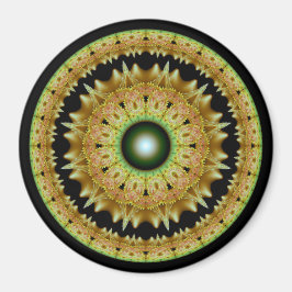Gyllene fraktal rund mandala magnet
