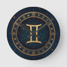 Gyllene Gemini Zodiakcirkel Med Stjärnklar Natt