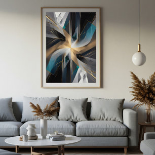 Gyllene Geometrisk Aurora Poster