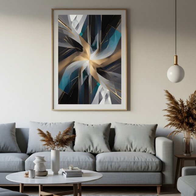 Gyllene Geometrisk Aurora Poster (Skapare uppladdad)