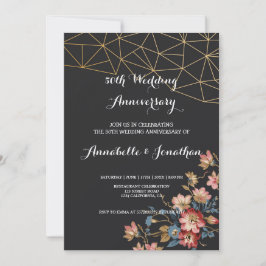 Gyllene geometrisk bröllopsdag inbjudningar