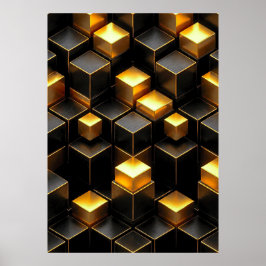 Gyllene geometrisk kretsloppsdesign för teknik-rum poster
