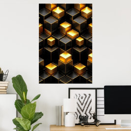 Gyllene Geometrisk Kretsloppsdesign Teknikrum Deko Poster