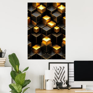 Gyllene Geometrisk Kretsloppsdesign Teknikrum Deko Poster