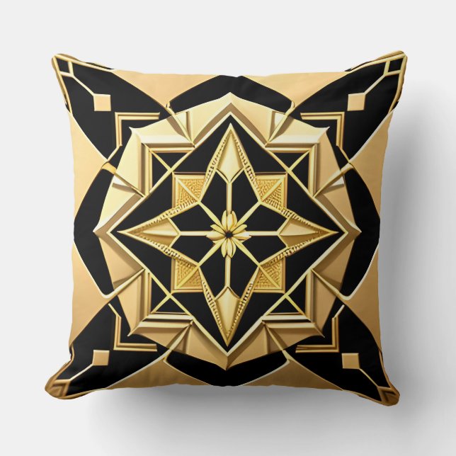 Gyllene geometrisk ornament kudde (Framsida)