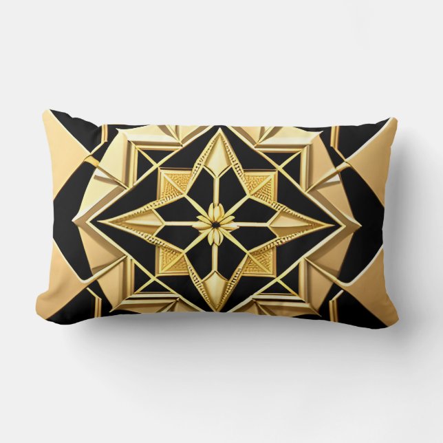 Gyllene geometrisk ornament lumbarkudde (Framsida)