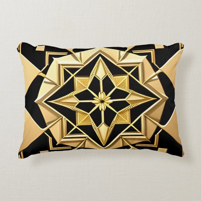 Gyllene geometrisk ornament prydnadskudde (Framsidan)