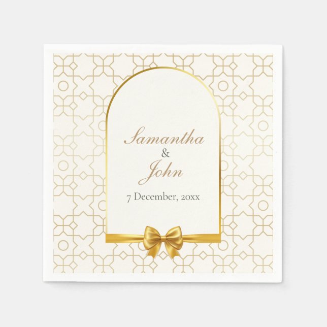 Gyllene geometriska valv Art Deco bröllopsservette Pappersservett (Framsidan)
