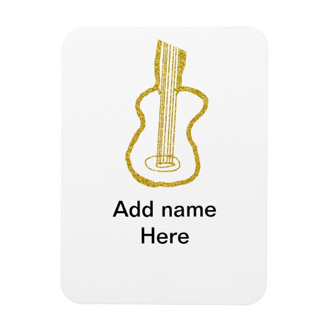 Gyllene glitter akustisk gitarr lägg till namn klo magnet (Vertikal)