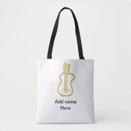 Gyllene glitter akustisk gitarr lägg till namn klo tygkasse