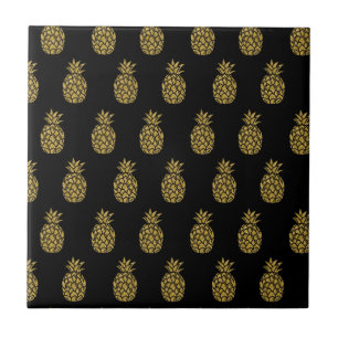 Gyllene Glitter Ananas Tropisk Fruktälskare Kakelplatta