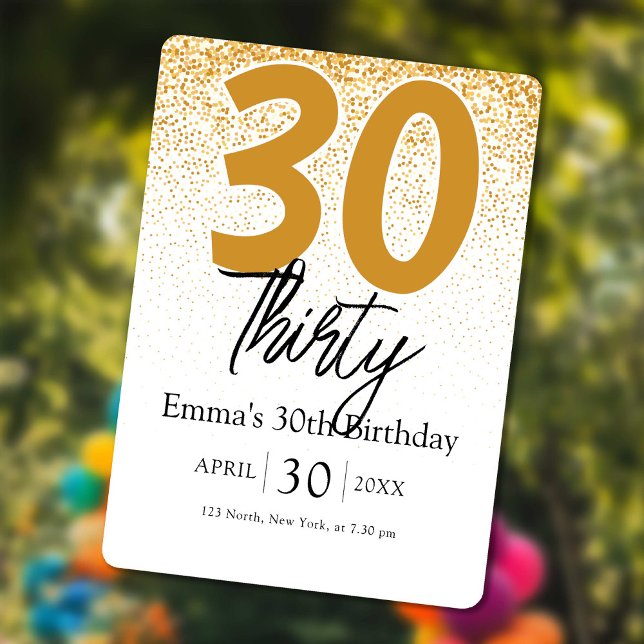 Gyllene glitter Boho Girls 30-års inbjudan (Golden glitter Boho Girls 30th birthday invitation)