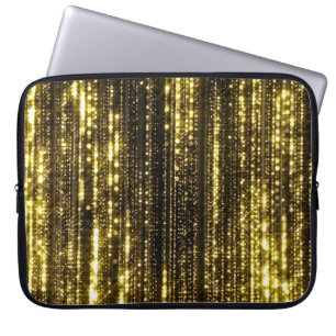 Gyllene glitter: Bokeh-partiklar bakgrund Laptop Fodral