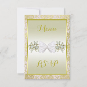 Gyllene Glitter, Diamant Blommiga Ädelstenar & Båg OSA Kort