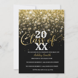 gyllene glitter examensinbjudan inbjudningar