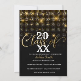 gyllene glitter examensinbjudan inbjudningar
