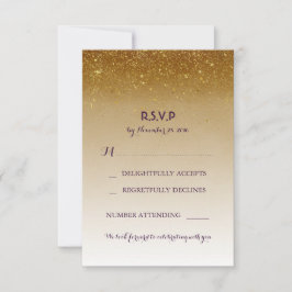 Gyllene Glitter Glam Vita Bröllop RSVP-kort OSA Kort