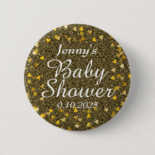 Gyllene Glitter Kärlek Hjärtan Baby Shower / Strös Knapp