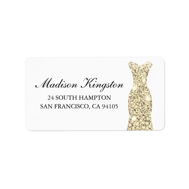 Gyllene Glitterklänning Födelsedagsfest Bröllop Åt Adressetikett (Framsidan)