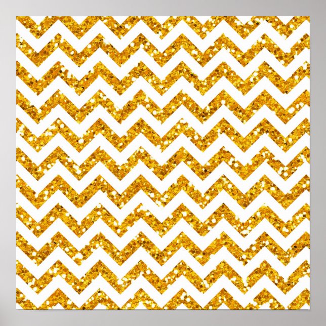 Gyllene Glittrande Chevron Mönster Poster (Framsidan)