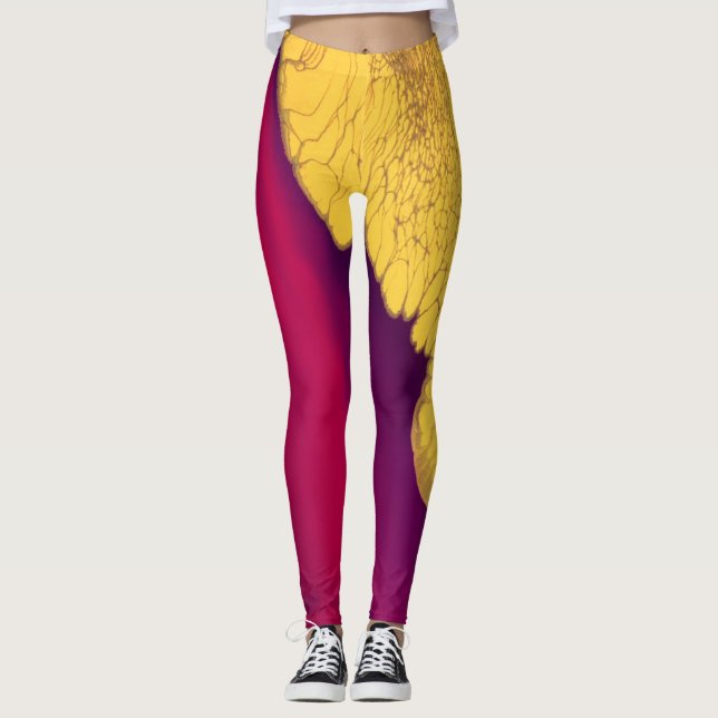 Gyllene Glöd Abstrakt Leggings (Framsida)