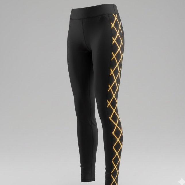 Gyllene Glöd Rutnät Mönster Leggings (Skapare uppladdad)