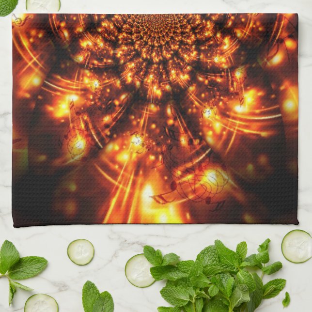 Gyllene Gnistrande Ljus Kökshandduk (Vikta)