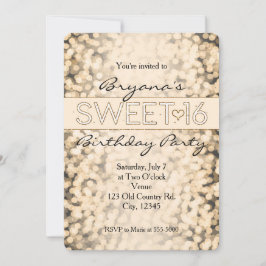 Gyllene gnistrande ljus SWEET 16-festinvitationer Inbjudningar