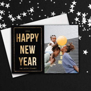Gyllene Gott Nytt År Foto Julkort
