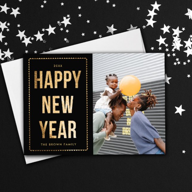 Gyllene Gott Nytt År Foto Julkort (Skapare uppladdad)