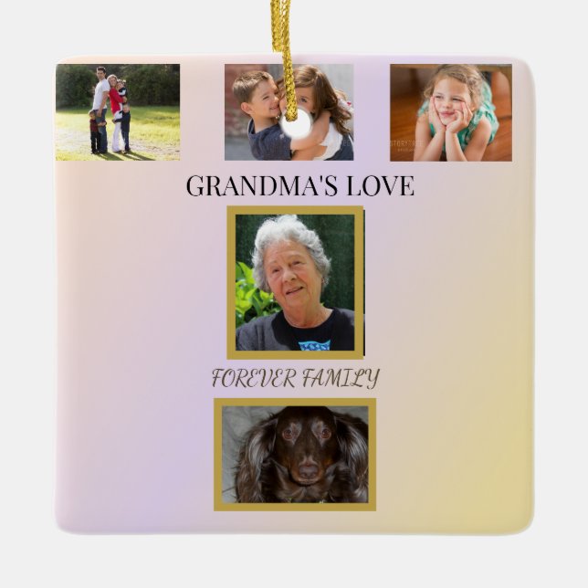 Gyllene Gradient 5-Bilds Familjeminne Julgransprydnad Keramik (Framsida)