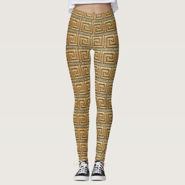 Gyllene grekisk nyckel  leggings (Framsida)