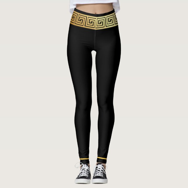Gyllene grekisk nyckel  leggings (Framsida)
