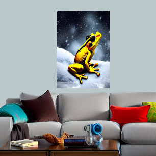 Gyllene grodor och snö AI Art Poster